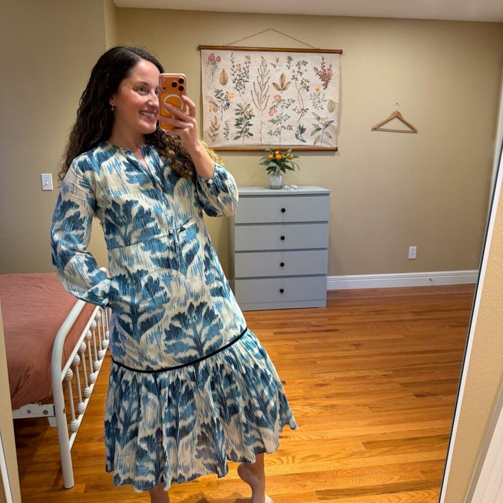 Tuckernuck Olivia James The Label Blue Cotton Long Sleeve Maxi Dress Small - Picture 3 of 14